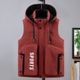 thumbnail image 2 of Wrtxtat Men's Winter Puffer Vest Outdoor Venture Snow Vest with Pockets Sleeveless Warm Zip-Up Midweight Drawstrings Hooded Outerwear Big and Tall Orange XXL, 2 of 8