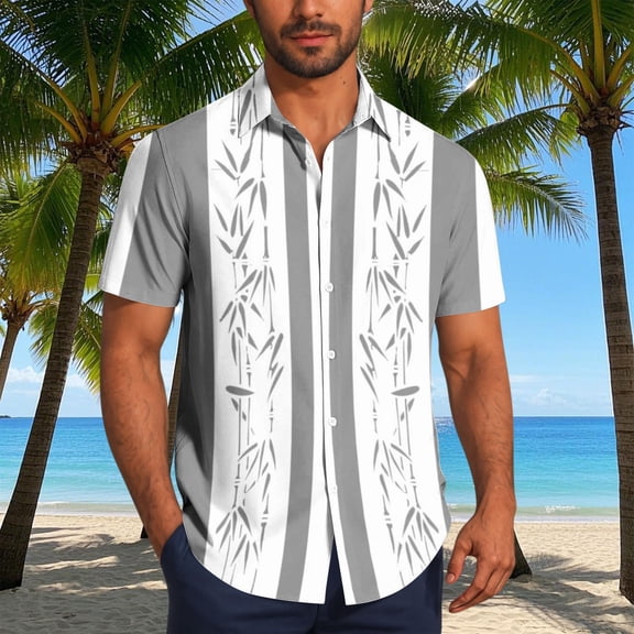 GSPCLAM Men's Hawaii Shirts for Beach Vacation, Color Block Vintage Shirts Casual Lightweight Tops
