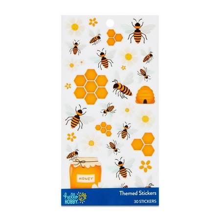 Hello Hobby Bees Themed Stickers – Multicolor, 30 Count