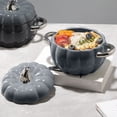 thumbnail image 1 of BAOPAI 1800ml Ceramic Soup Bowl with Lid Pumpkin Shape Designs Double Handle Large Capacity Enduring Dishwasher Safe for Family Dining Kitchen Use, 1 of 6
