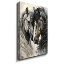 Horse Oil Painting Black And White Canvas Art Framed Horse Picture Wall Art For Livingroom Bedroom Office