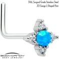 thumbnail image 2 of Body Candy 20 Gauge Nose Ring - 316L Stainless Steel L-Shape Nostril Stud Rhombus Star Synthetic Opal Piercing Jewelry for Women Men, 2 of 5