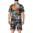 thumbnail image 4 of DORKASM Halloween Matching Pajamas for Men Pj Sets Bat Pumpkin Print Button Down Sleepwear Yellow L, 4 of 4