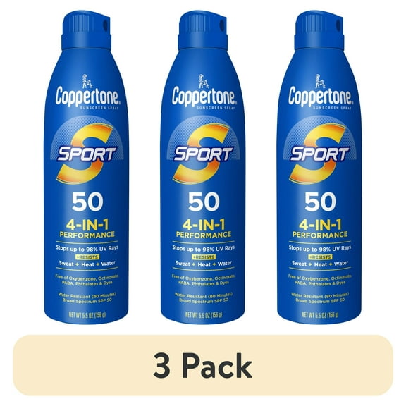 (3 pack) Coppertone Sport Sunscreen Spray, SPF 50 Spray Sunscreen, 7.3Oz