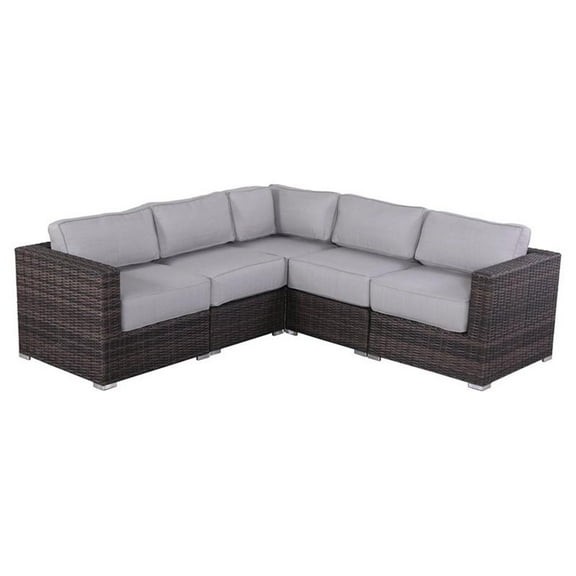 Living Source International 5-Piece Seating Group with Cushions in Gray/Brown