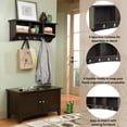 thumbnail image 4 of Alaterre Furniture Shaker Cottage Coat Rack with 3 Open Shelves, Wall Mounted Storage, Transitional Design, Ideal for Entryway Storage Organization, Chocolate Finish, 4 of 8