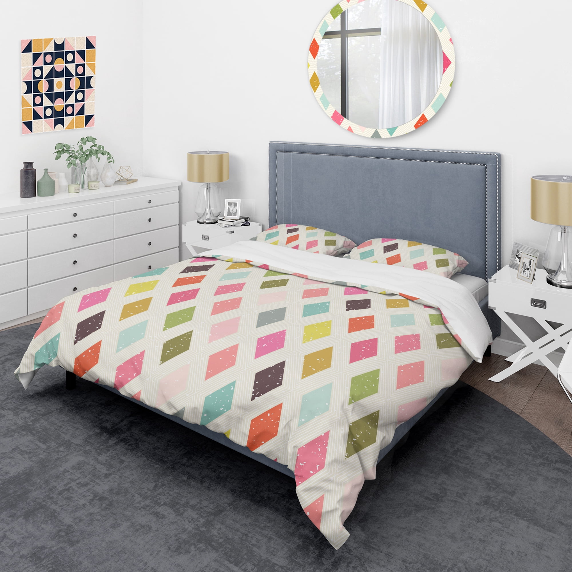 Designart 'Diamond Retro III' Mid-Century Modern Duvet Cover Set