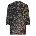 thumbnail image 5 of Charella 3/4 Sleeve Tops for Women V-Neck T-shirts Bling Bling Printed Casual 2025 Spring Summer Tops,Black,L, 5 of 5