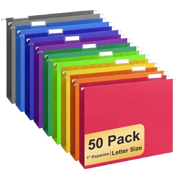 Carpetas colgantes YOPCDJ, paquete de 50 unidades, tamaño carta, 10 colores