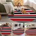 thumbnail image 6 of Round Area Rug 3ft,Red Mexican Stripe Water Ripple Washable Carpet Non-Slip Runner Accent Rugs Indoor Floor Mat for Bedroom Living Room Decor,Black White Ombre, 6 of 9