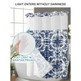 thumbnail image 6 of No Hook Shower Curtain with Snap-in Liner, Navy Blue Boho Waterproof Fabric Bathroom Curtains, Ehtnic Abstract Art Modern Geometric Bath Curtains & Mesh Top Window Stand Up Stall 72"x96" Extra Long, 6 of 9