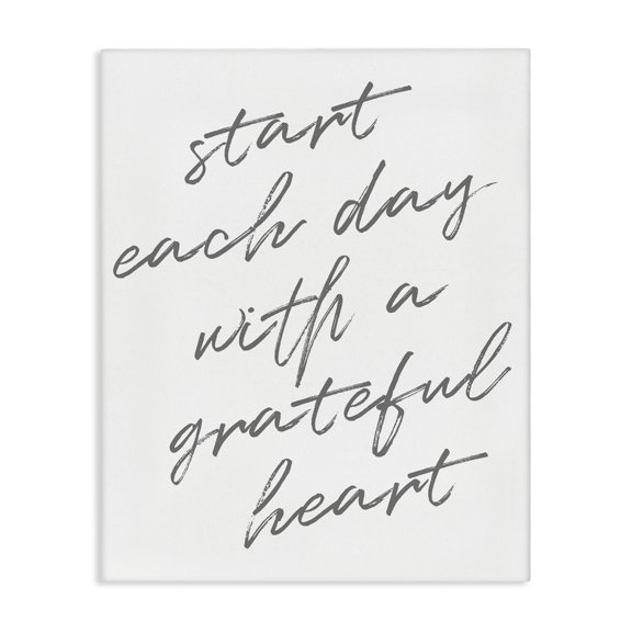 Stupell Industries Contemporary Start Each Day Grateful Inspirational Phrase Distressed Typography Canvas Art, 16 x 20, by SD Graphics Studio