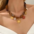 thumbnail image 3 of 18K Gold Plated Silk Scarf Necklace for Women, Bandana Necklace with Stainless Steel Charms Choker, Vintage accessories Flower Sun Coin Butterfly Pendant Necklaces, Boho Christmas Gifts, 3 of 6