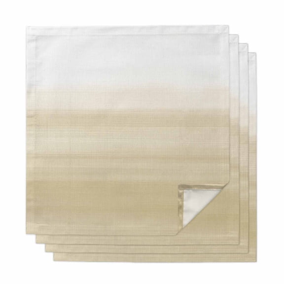 Beige White Stripes Cloth Napkins, Farmhouse Modern Gradient Lines Washable and Reusable Dinner Napkins Set of 4, Table Napkin for Kitchen Party Birthday Wedding Hotel Housewarming 20"x20"
