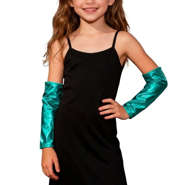GDREDA Dancing and Glossy Performance Hand Sleeves for Stage Shows and Decorative Use Green,L