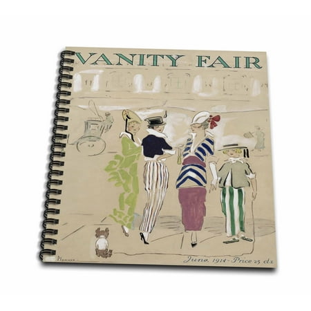 3dRose Vanity Fair- caricature, women, fashion, gossip, celebrities, magazine, historical, dog - Drawing Book, 8 by 8-inch