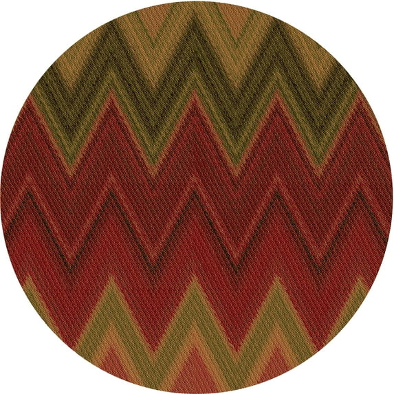 Ahgly Company Machine Washable Indoor Round Transitional Mahogany Brown Area Rugs, 7' Round