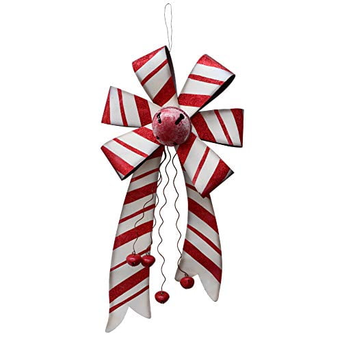 WHY Decor Red Metal Bows With Bells Wall Decor Tree Ornaments Tree Decorations Hanging Ornament Xmas Ornaments Holiday Decor for Door Porch Home Party