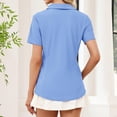 thumbnail image 4 of WULMLEO Womens Golf Polo Shirts Summer Short Sleeve 1/4 Zip Tops Moisture Wicking Casual Tennis Activewear with Pockets Blue M, 4 of 4