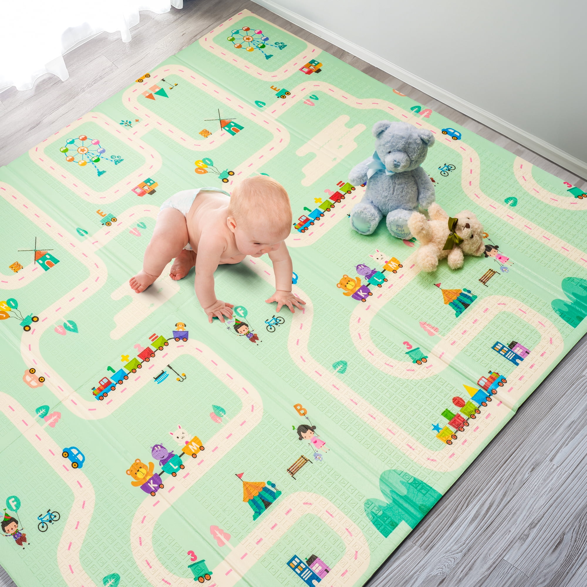 Sorbus Foldable Baby Play Mat, Kids Foam Mats for Floor with Travel Bag - Waterproof Foldable Play Mats for Babies, Infants, Toddlers, and Kids Playtime & Tummy Time - 78" x 70" x 0.4"
