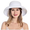 thumbnail image 5 of Women's Sun Hat Straw Hat Summer UV Protection Travel Foldable Bucket Hat Vintage Cloche Beach Fishing Hat-Weiss, 5 of 7