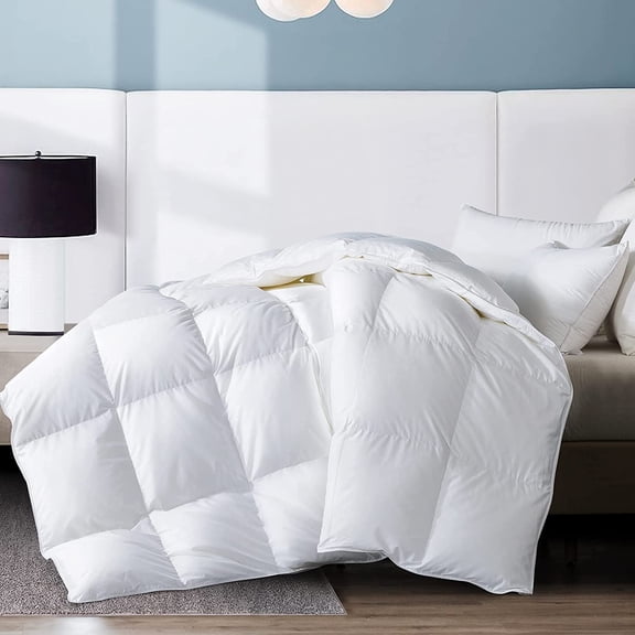Bedding Twin Comforter,Filled with Feather and Down, White Duvet Insert - Luxurious Hotel Collection Bed Blanket Comforter - 100% Cotton Shell -Twin Size 64x88 Inch