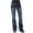 Dark Blue, variant on Womens Jeans Mid Waisted Embroidery Stretch Button Straight Full Length Pants Black
