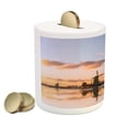 thumbnail image 2 of Windmill Piggy Bank, Traditional Village with Canal Waterfront Dutch Architecture with Scenic View, Ceramic Coin Bank Money Box for Cash Saving, 3.6" X 3.2", Multicolor, by Ambesonne, 2 of 4