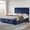 Blue Queen, variant on Full Size Bed Frame with 4 Storage Drawers and Adjustable Headboard Faux Leather Upholstered Platform Bed Frame Diamond Stitched Button Tufted No Box Spring Needed White