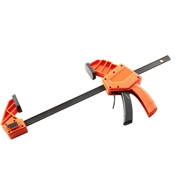 KFFKFF 12-Inch One-Handed Bar Clamps, 2-Pack Quick-Grip F-Clamps with 340 lbs Load Capacity, Durable Plastic and Carbon Steel, Ideal for Woodworking and Metalworking, Orange and Black