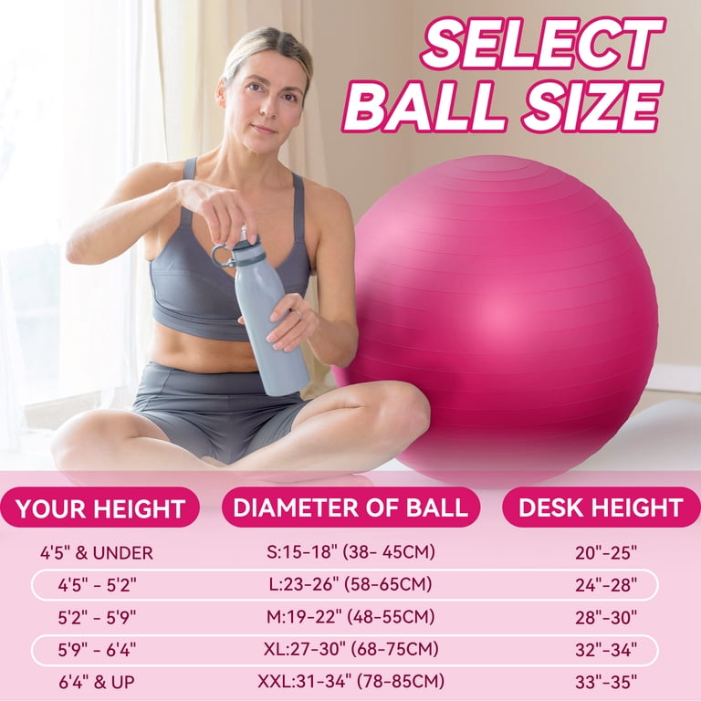 FlexWave 85cm Anti-Burst Yoga Ball with Textured Stripes, Exercise