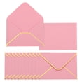 thumbnail image 1 of Uxcell Paquete de 50 sobres A6, sobres de tarjeta de 4x6 con solapa en V y borde dorado para invitaciones de boda, graduación y regalos de fiesta, color rosa, 1 of 7
