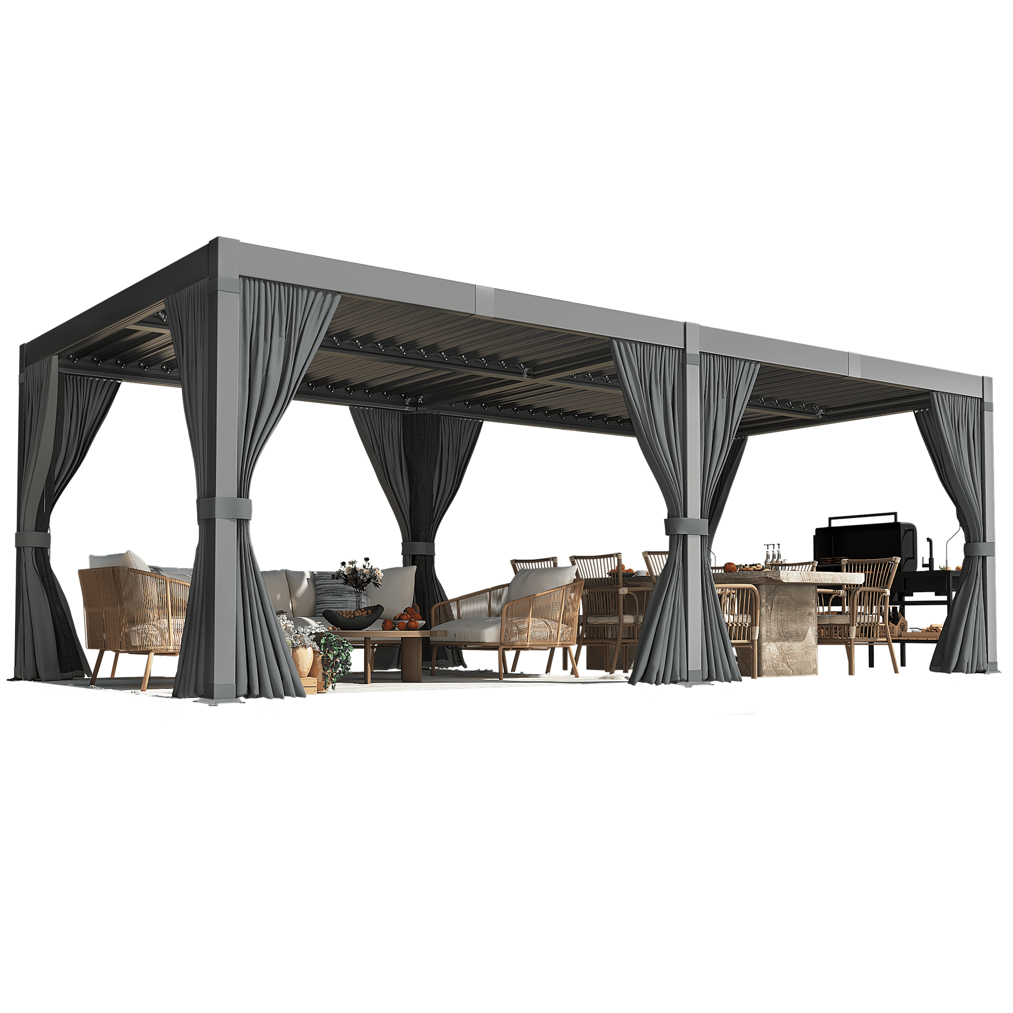 NETAJE 10'x12' Outdoor Aluminum Louvered Pergola with
