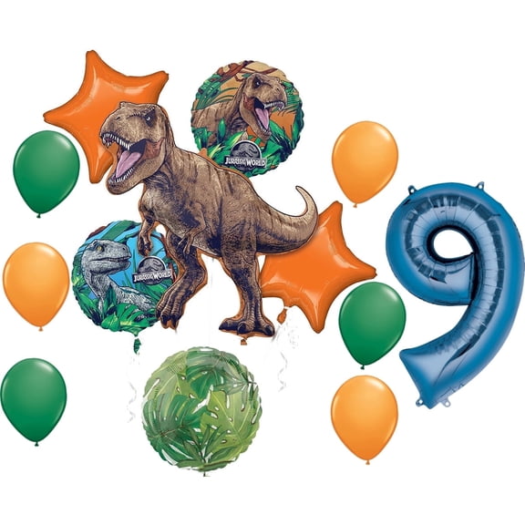 Jurassic World Dominion 9th Birthday Party Supplies Dinosaur Balloon Bouquet Decorations