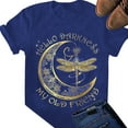 thumbnail image 5 of Femmes T-shirt Imprimé Manches Courtes Top Top T-shirt Col Rond Été Blouse Décontractée, Bleu, 4XL, 5 of 5