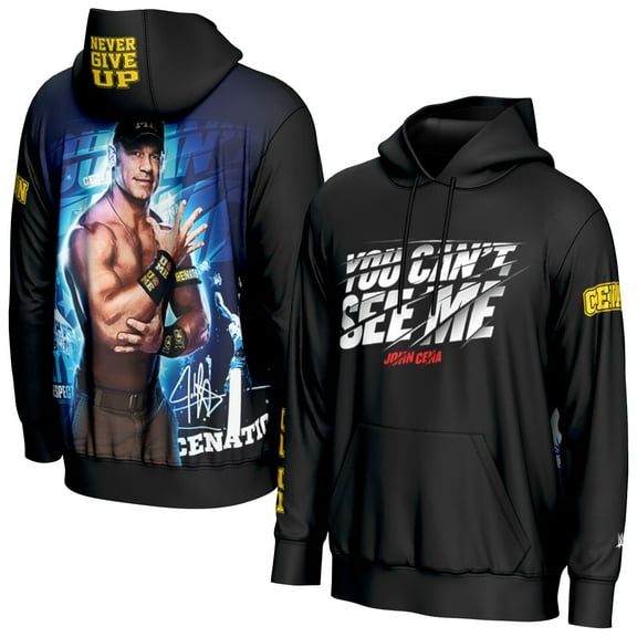 Men's ProSphere Black John Cena You Can't See Me Pullover Hoodie