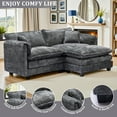 thumbnail image 3 of Gexpusm Sectional Sofa L Shaped Couch with Ottoman Living Room Sleeper Set, 2 Seats with Chenille and Double Layer Cushions 77" W.Gray, 3 of 6