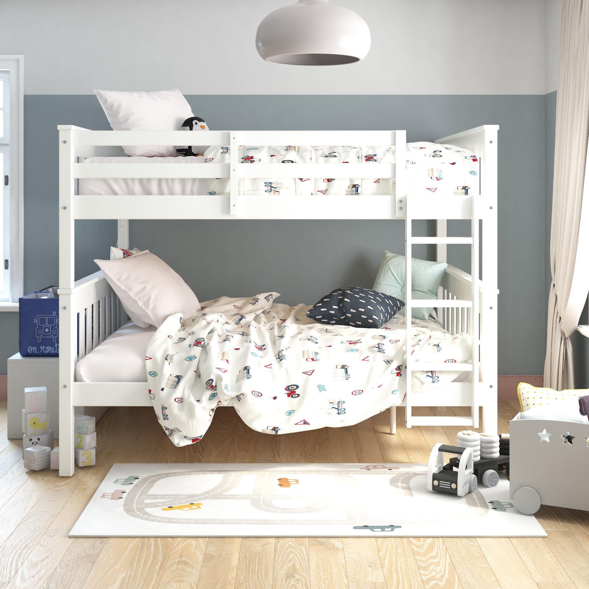 Dorel Living Montoya FullOverFull Wood Bunk Bed with USB Port, White