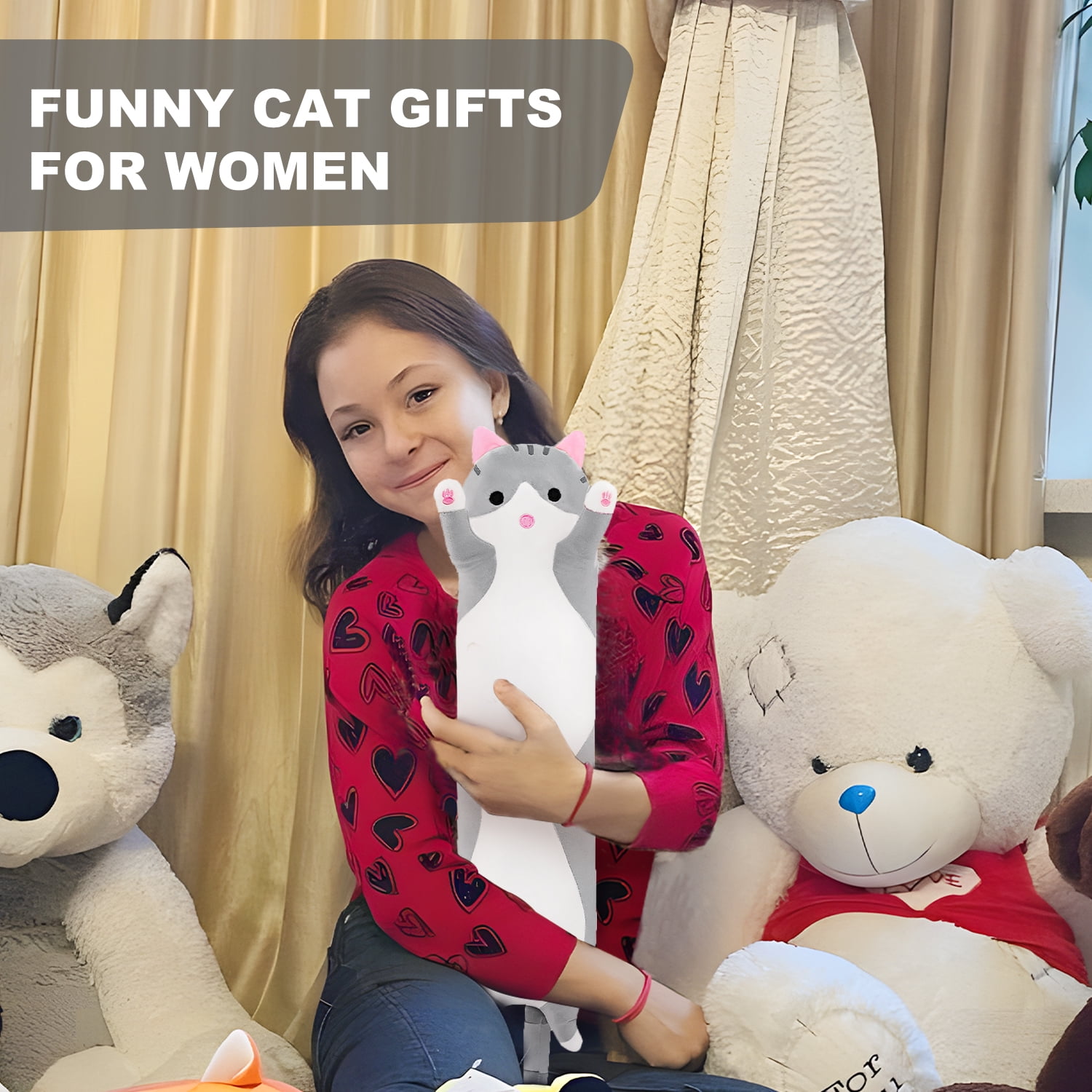 Heating Pad Cat Plush Heat Pad Stuffed Animal USB Powered,Heating Pad for Back,Neck,Abdomen, Shoulder,Knee,Arms,Legs,Birthday Gifts for Women Mother