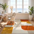 thumbnail image 3 of Design&I 3'x5' Washable Area Rug Burnt Orange Terracotta Abstract Geometric Bauhaus Mid Century Design with Angular Motifs for Home Office, Hallway, Low Profile & Durable Daily Traffic Ready, 3 of 7