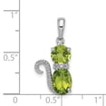 thumbnail image 2 of Sterling Silver Rhodium-plated Peridot and Diamond Cat Pendant QP4551PE, 2 of 3