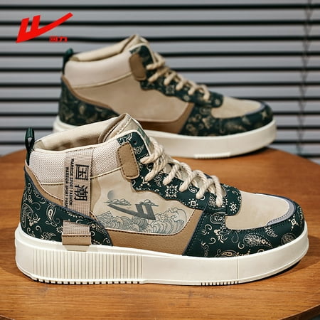 

Men‘s Trendy Color Block Casual Shoes Outdoor High Top Comfy Walking Sneakers