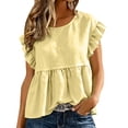 thumbnail image 5 of Sheghy Summer Tops for Women 100%Cotton Women's Casual Spring Summer Solid Crew Neck Short Sleeve T-Shirt Top, 5 of 9