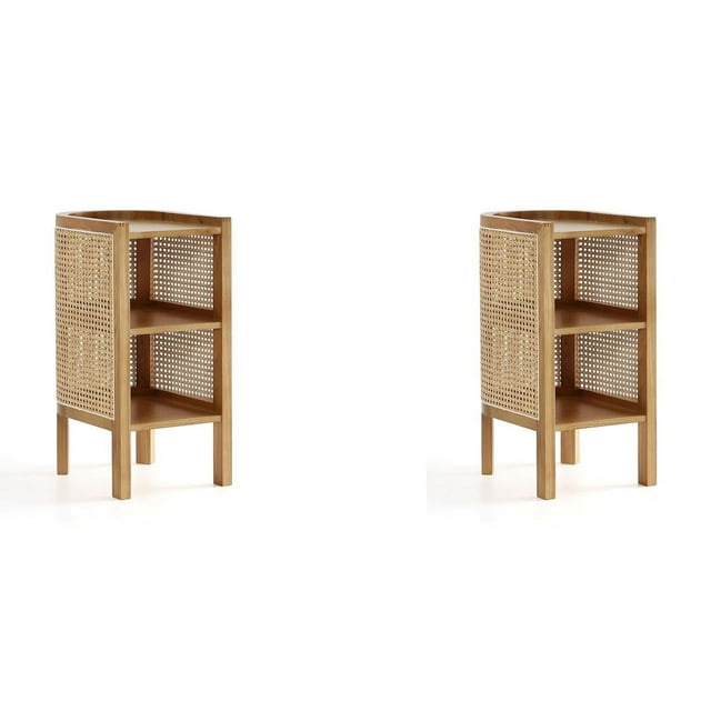 Manhattan Comfort Table d'Appoint Versailles en Canne Nature - Ensemble de 2