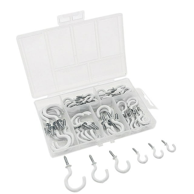 70PCS Ceiling Hooks Heavy Duty Screw Cup Hook for Bathroom Kitchen Wall Ceiling Hanging Various Size Combination Package