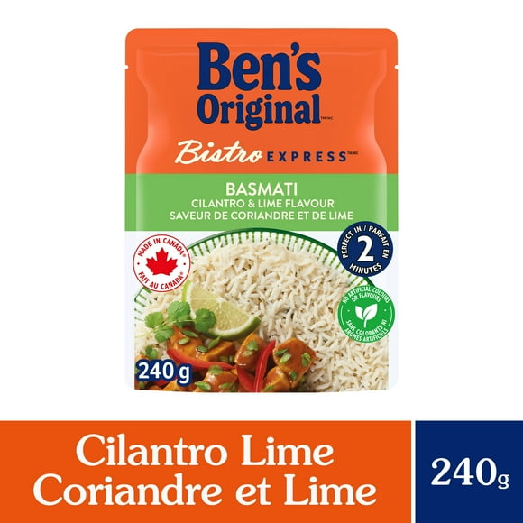 BEN'S ORIGINAL BISTRO EXPRESS Lime Cilantro Flavoured Rice Side Dish, 240g Pouch, Perfect Every Time™
