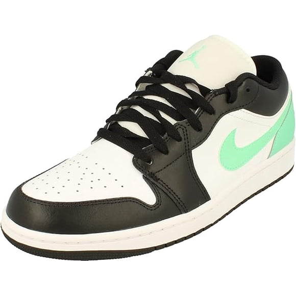 Nike Men's Air Jordan 1 Low White Black Green Glow 131 running shoes