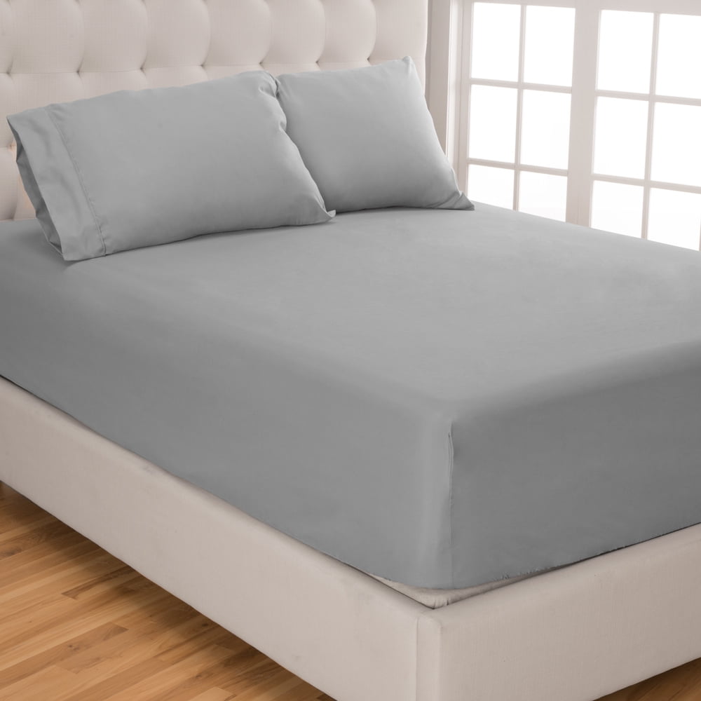 2 Fitted Sheets + Pillowcase Set - Split King Adjustable Bed Set - Premium 1800 Ultra-Soft Microfiber - Hypoallergenic - Wrinkle Resistant (Split King, Light Gray)