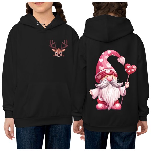 Hpapadks Hoodies for Girls Kids Christmas Hoodie Long Sleeve Cute Pullover Sweatshirt Girls Sweatshirt Black 5-6 Years