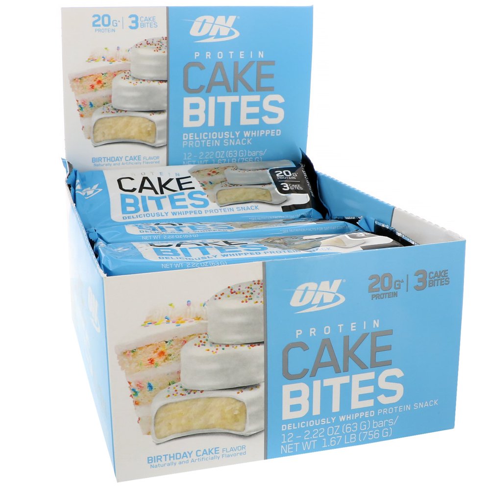 Optimum Nutrition, Protein Cake Bites, Birthday Cake, 12